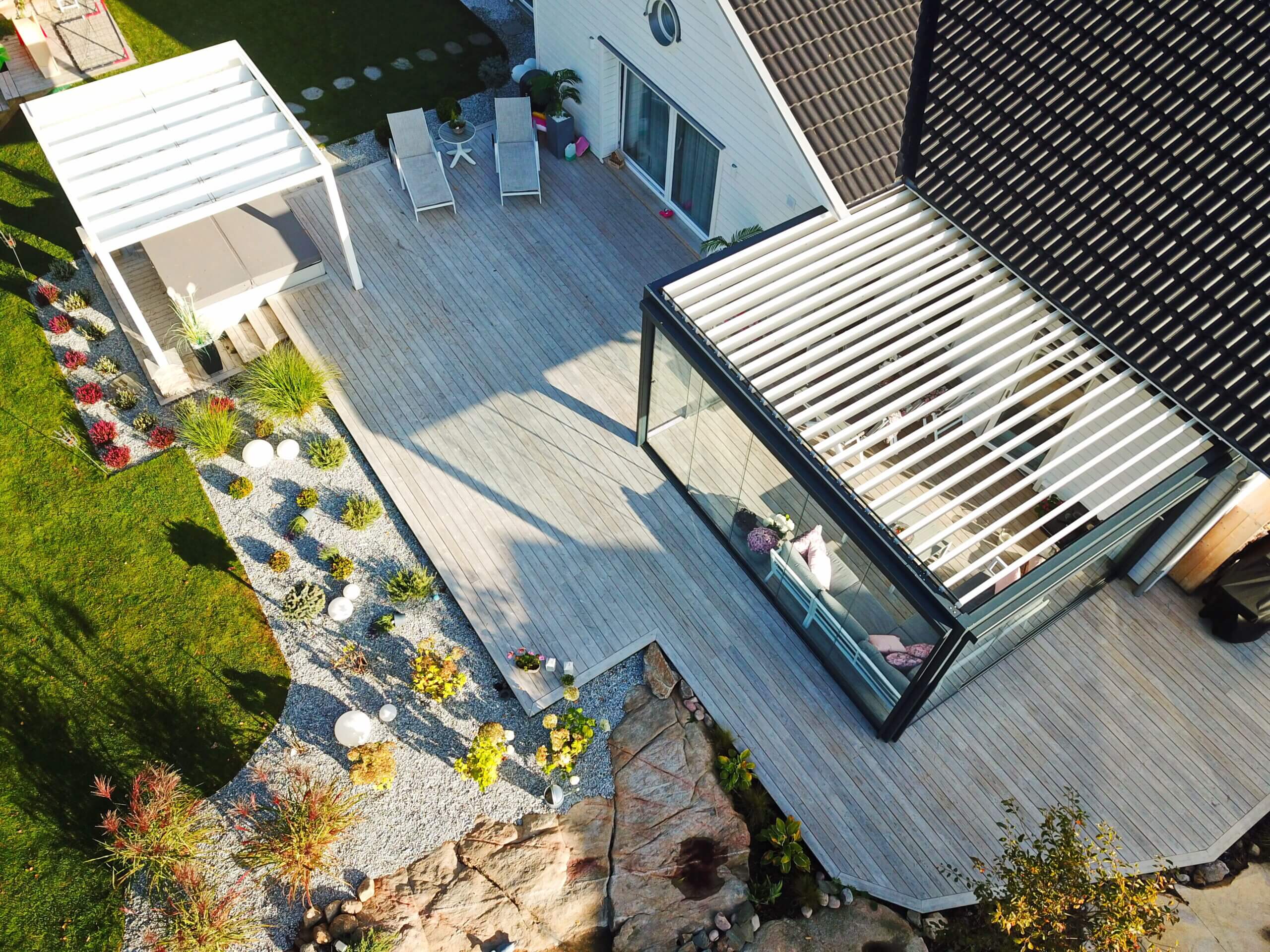 Tarasola lamellendak terrasoverkapping